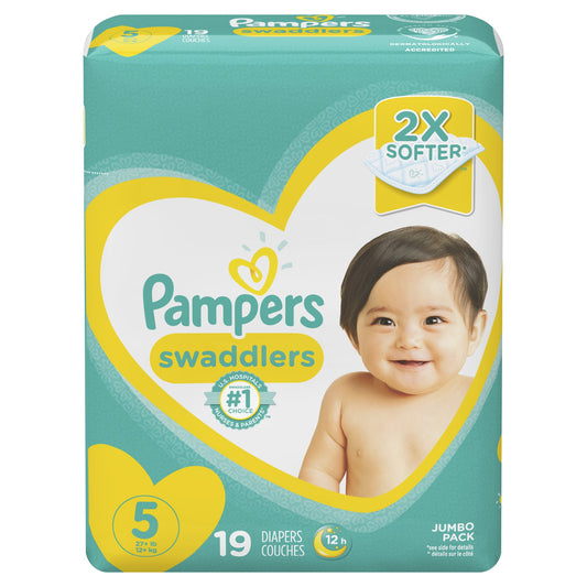 Pampers Diapers - Swaddlers - Size 5 - 19 Ct