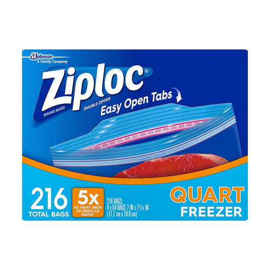 Ziploc - Double Zipper Quart Freezer Bags - 216 Ct