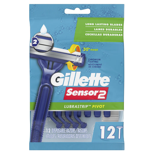 Gillette Disposable Razors - Sensor2 Lubrastrip Pivot - 12 Ct