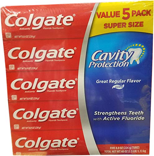 Colgate Toothpaste - Value 5 Pack Cavity Protection Regular Flavor Paste 5X8 Oz = 40 0Z ... 8 Oz Of 5 Per Case