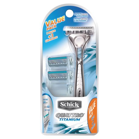 Schick - Razor Set - Quattro Titanm - 1 Handle & 3 Cartridges