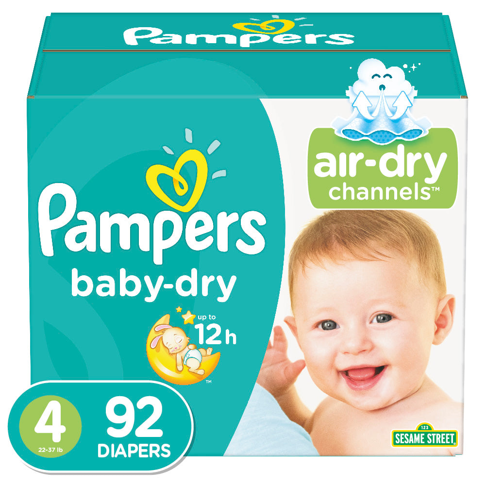 Pampers Diapers - Baby Dry - Size 4 - 92 Ct