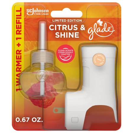 Glade Scented Oil Warmer - With Citrus & Sunshine Refill - 0.67 Oz