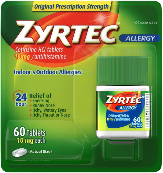 Zyrtec - 24 Hour Allergy Relief - 60 Tablets