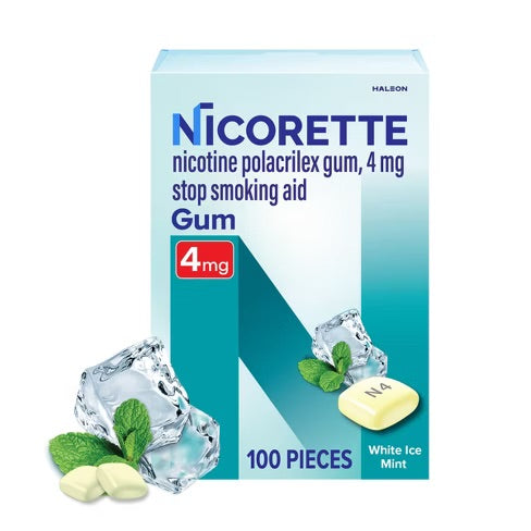 Nicorette - 4 Mg Nicotine Gum - White Ice Mint 100 Count