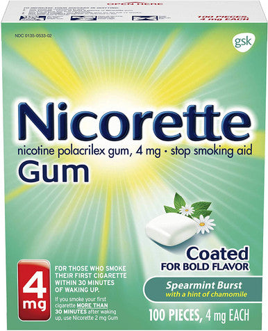 Nicorette - 4 Mg Nicotine Gum - Speramint 100 Count