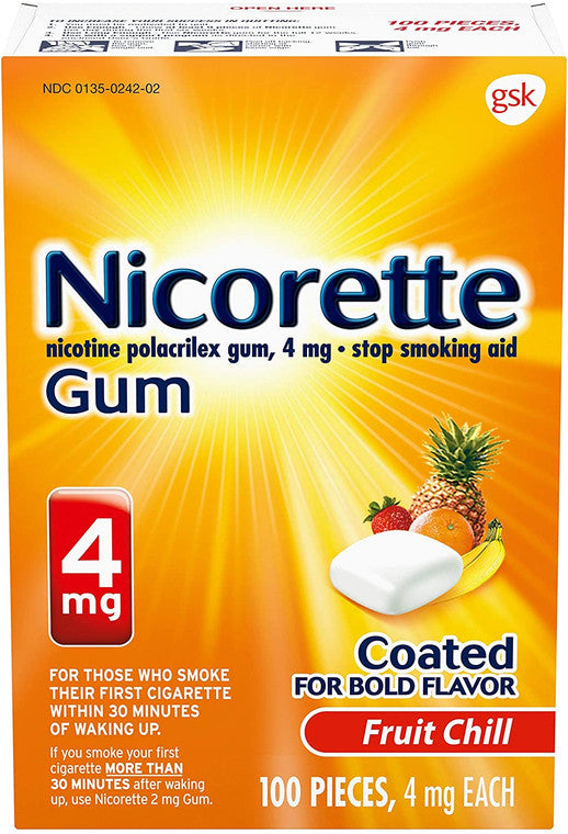 Nicorette - 4 Mg Nicotine Gum - Fruit Chill 100 Count