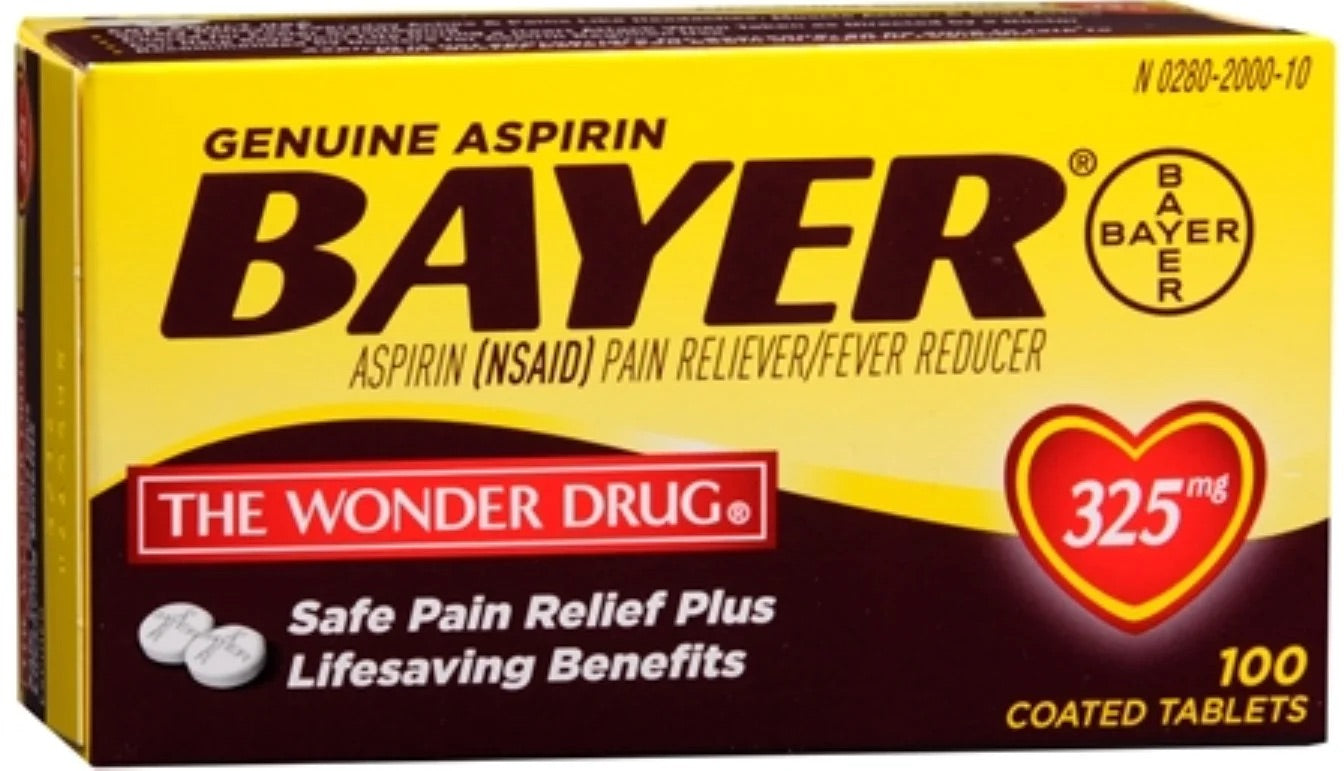 Bayer - Coated Tablets - Genuine Asprin - 100 Ct - 6 Pack