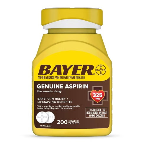 Bayer - Coated Tablets - Genuine Asprin - 200 Ct - 6 Pack