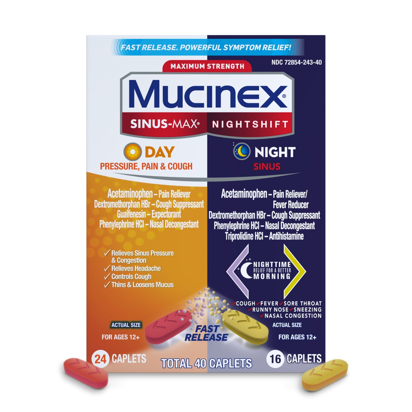 Mucinex - Sinus-Max/Nightshift - Day Pressure - Pain&Cough Total - 40 Caplets