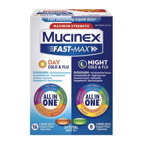 Mucinex - Fast-Max - Day/Night All In One - Total 24 Caplets