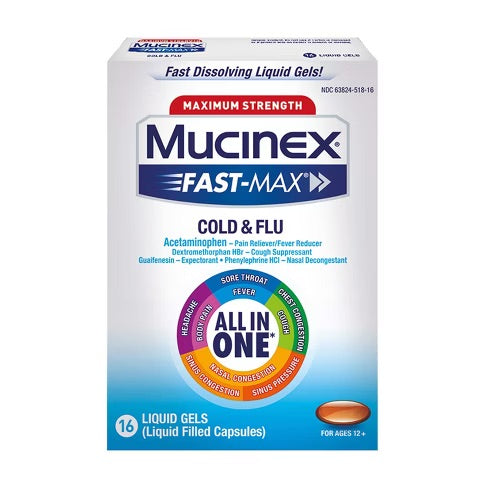 Mucinex - Fast Max - Max Strength Cold & Flu 16 Liquid Gels