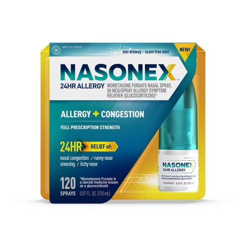 Nasonex - 24Hr Non Drowsy Allergy Medicine Nasal Spray - 120 Sprays