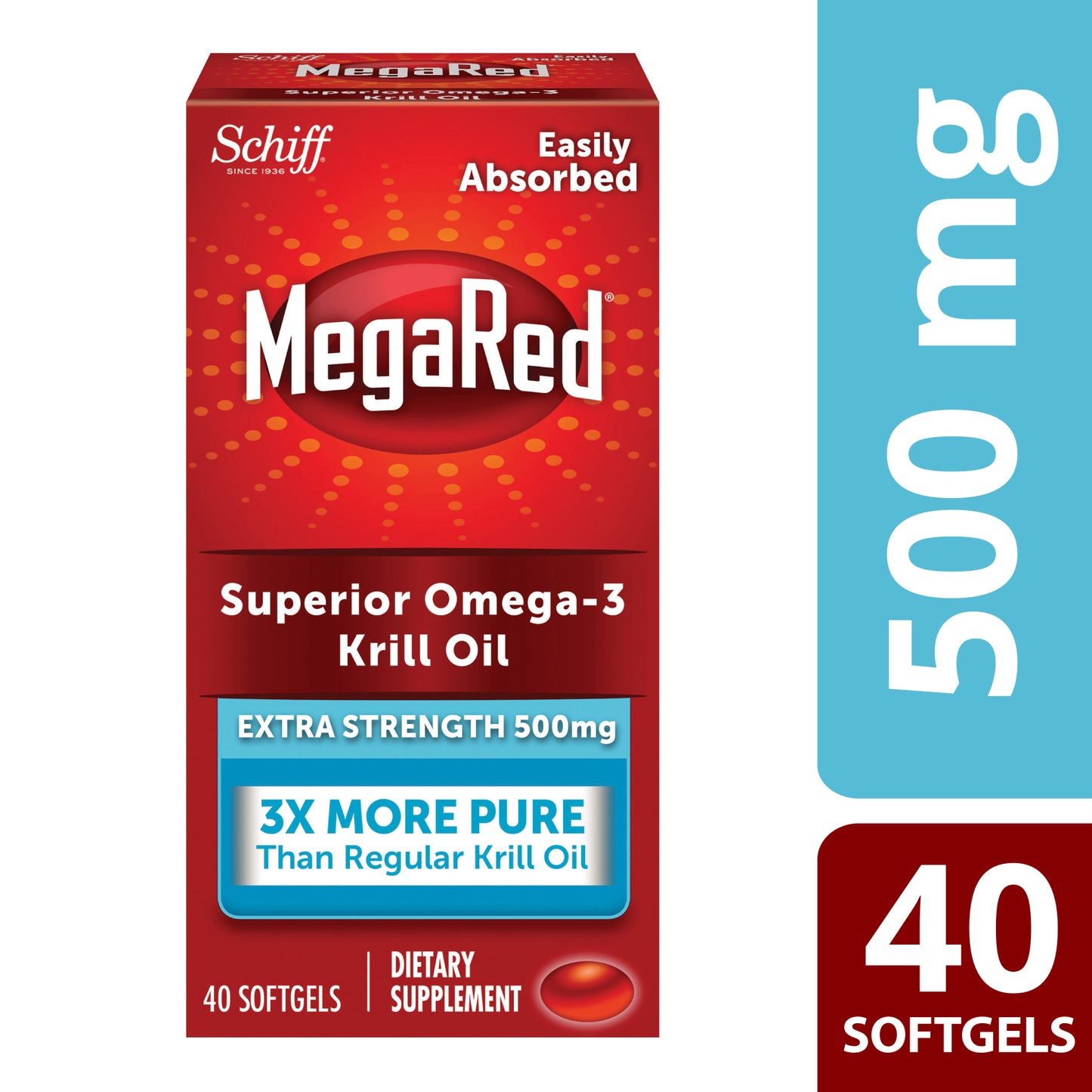 Mega Red - Extra Strength 500 Mg .. 40 Softgels