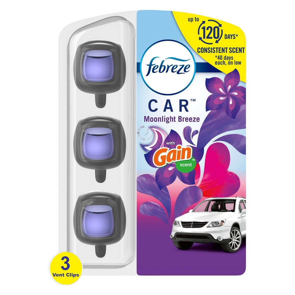 Febreze - Car Air Freshener Vent Clip Gain Moonlight Breeze 0.20 Fl Oz/ 8Pk