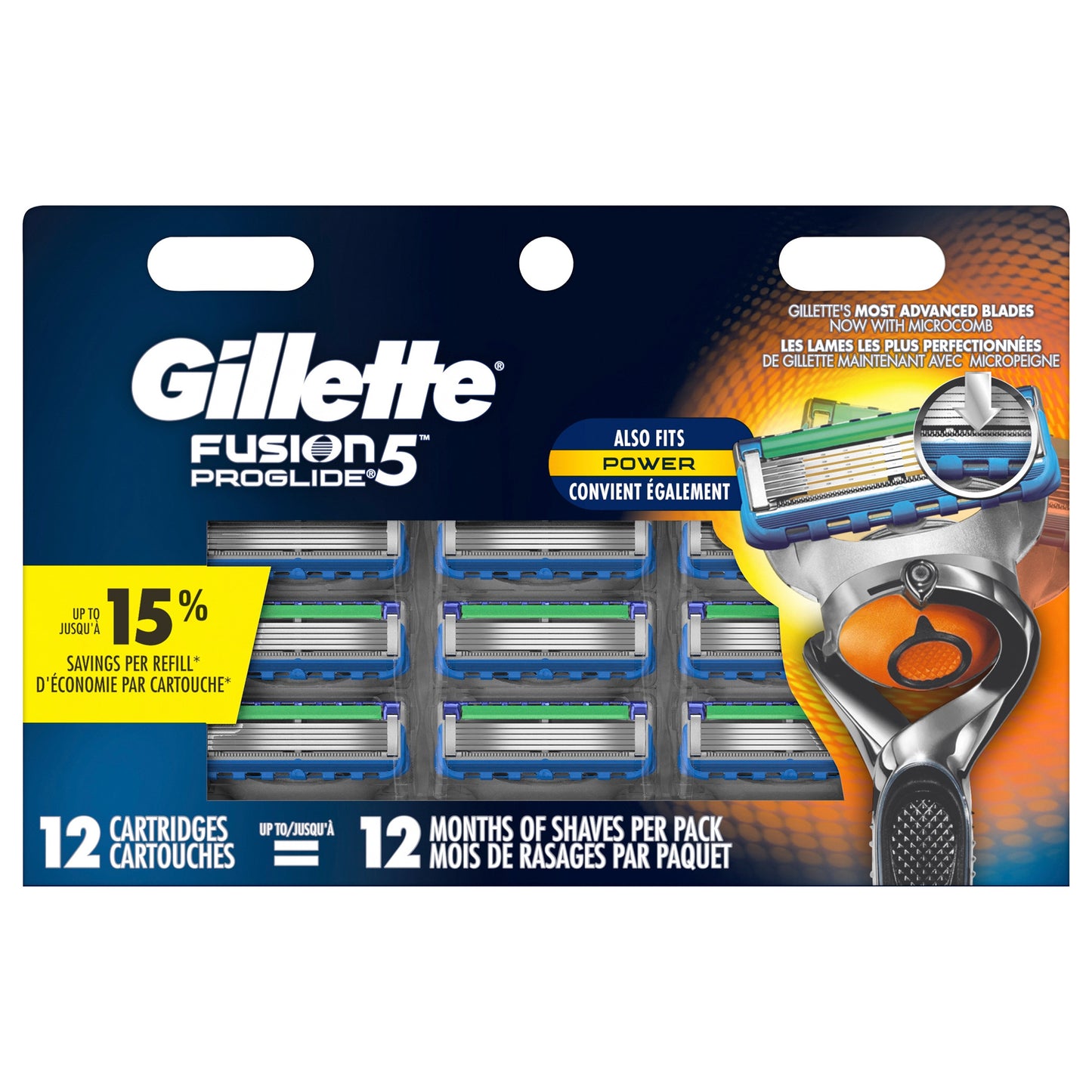 Gillette Blade Refill - Fusion5 Proglide - 12 Cartridges