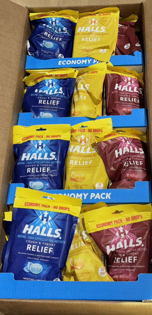 60Pk - 80ct HALLS RELIEF ASSORTED SHIPPER