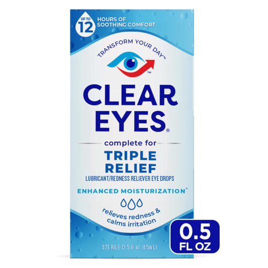 Clear Eyes Eye Drops - Triple Action - 0.5 Floz