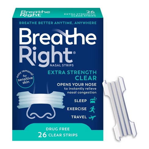 Breathe Right Strips - Extra Strength For Sensitive Skin 26 Clear Strips