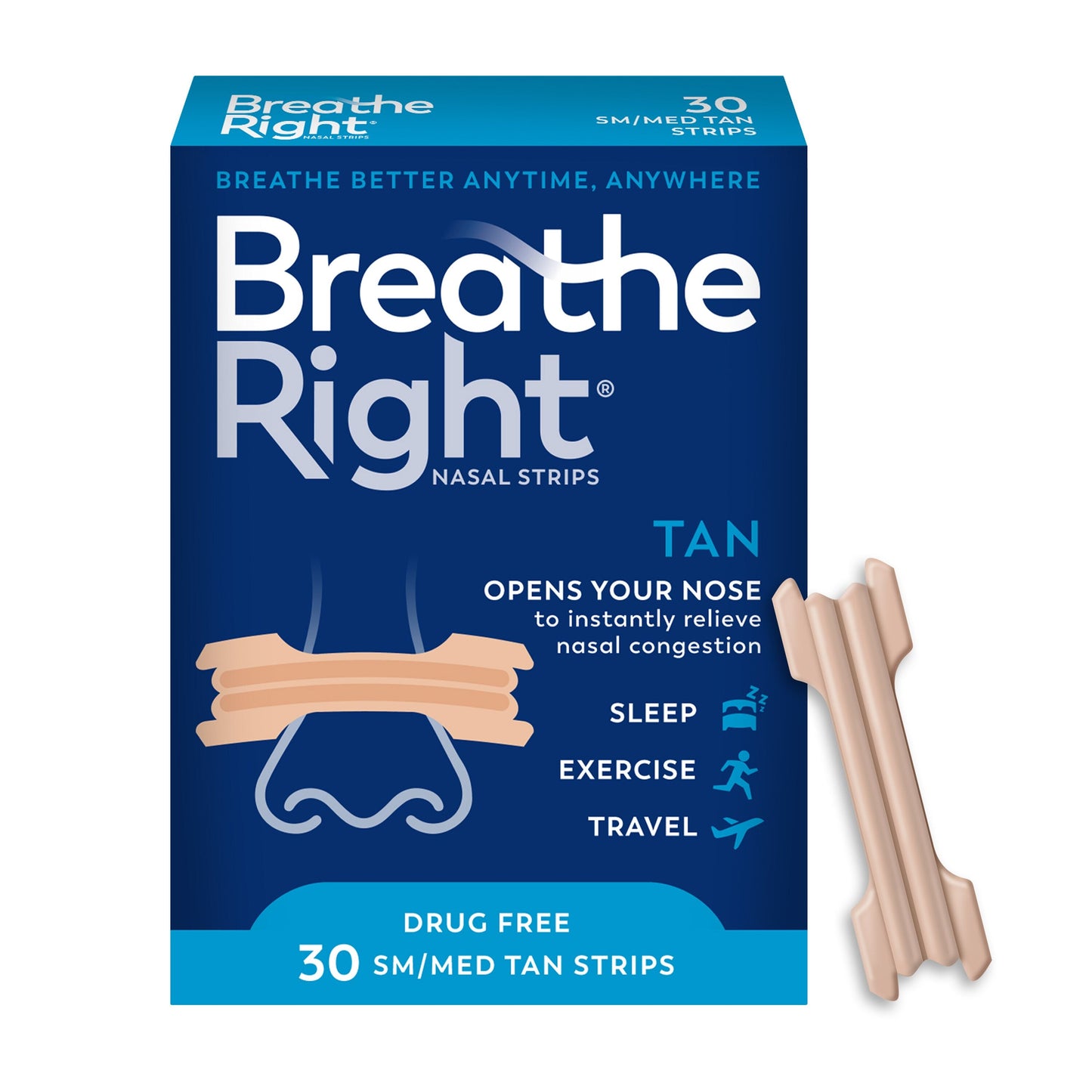 Breathe Right Strips - Tan - 30 Strips