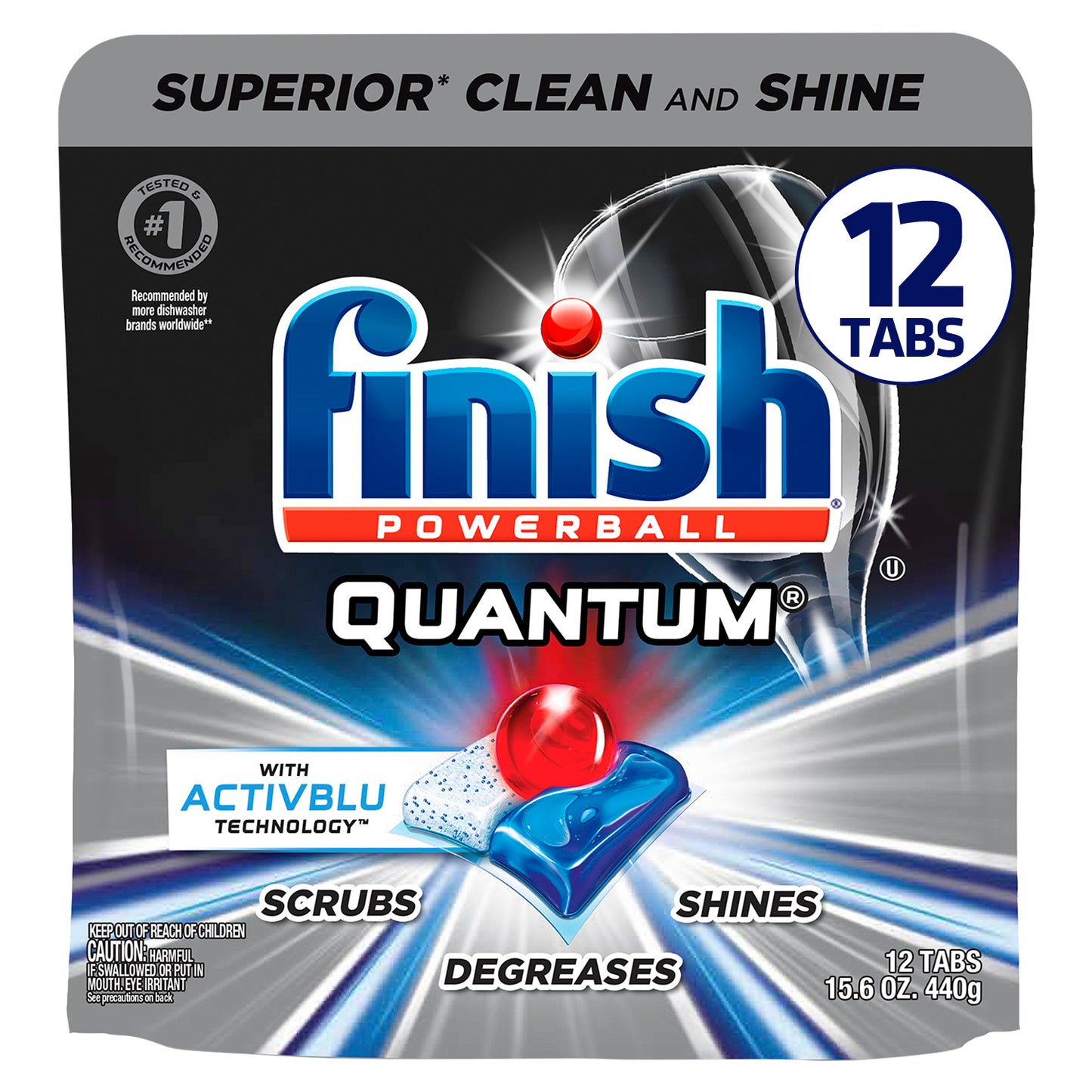 Finish Dishwasher Detergent Pods - Powerball - Quantum - 12 Ct