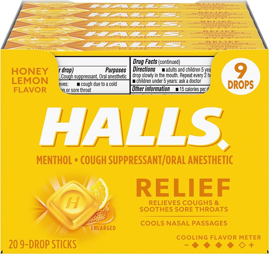 HALLS COUGH DROPS Lemon  20 pack