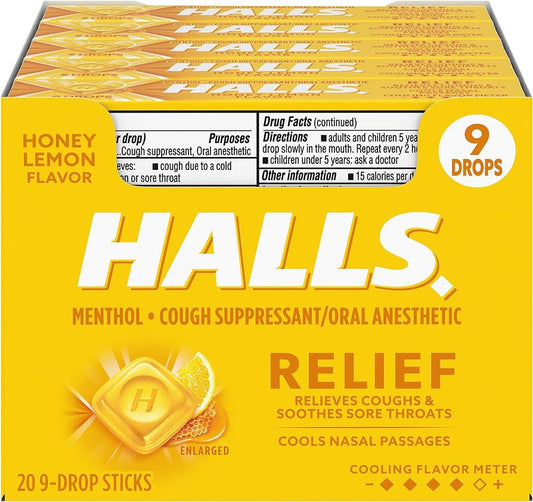 HALLS COUGH DROPS Lemon  20 pack