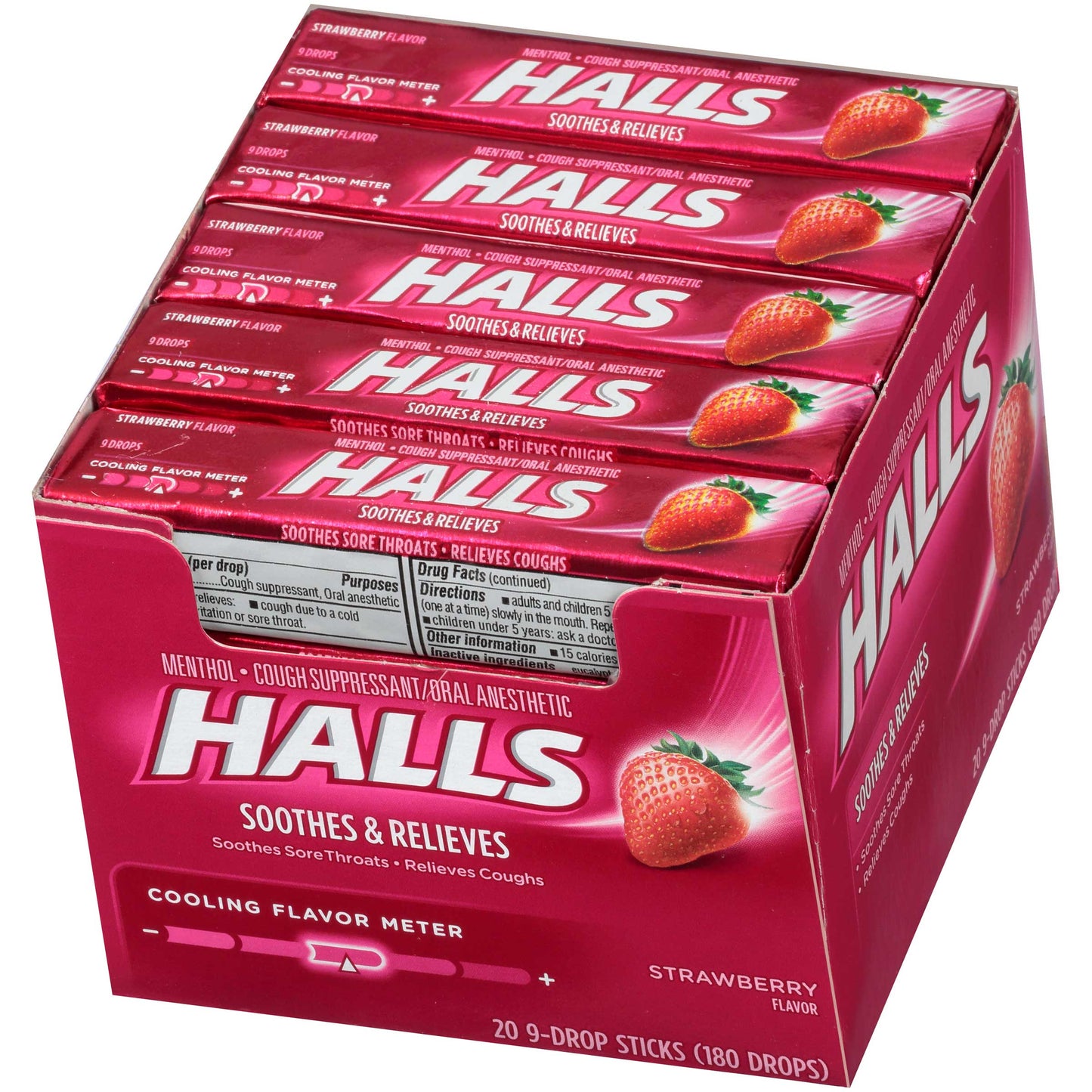 HALLS COUGH DROPS Strawberry 20 pack