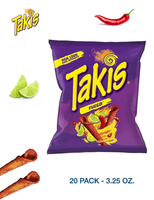 TAKIS Hot Chili Pepper & Lime (Fuego) 3.25 oz. 24 pack